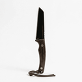 ATISEN Fixed Blade Hunting Knife with Leather Sheath, Damascus Pattern Steel, Survival Knife