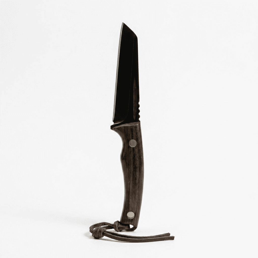 ATISEN Fixed Blade Hunting Knife with Leather Sheath, Damascus Pattern Steel, Survival Knife
