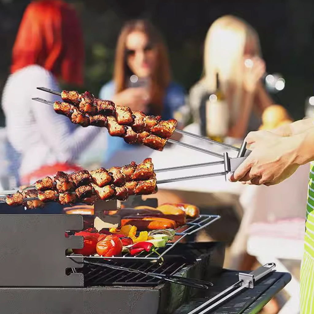 20-Piece BBQ Grill Accessories Set, Stainless Steel Skewers, Tongs, Grill Knives, Silicone Basting Brushes and Gloves for Outdoor Camping