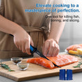 ATISEN 3-Piece Fishing Tackle Set, 4-in-1 Fish Knife with Spoon, Towel & Sharpener (Black and Blue)