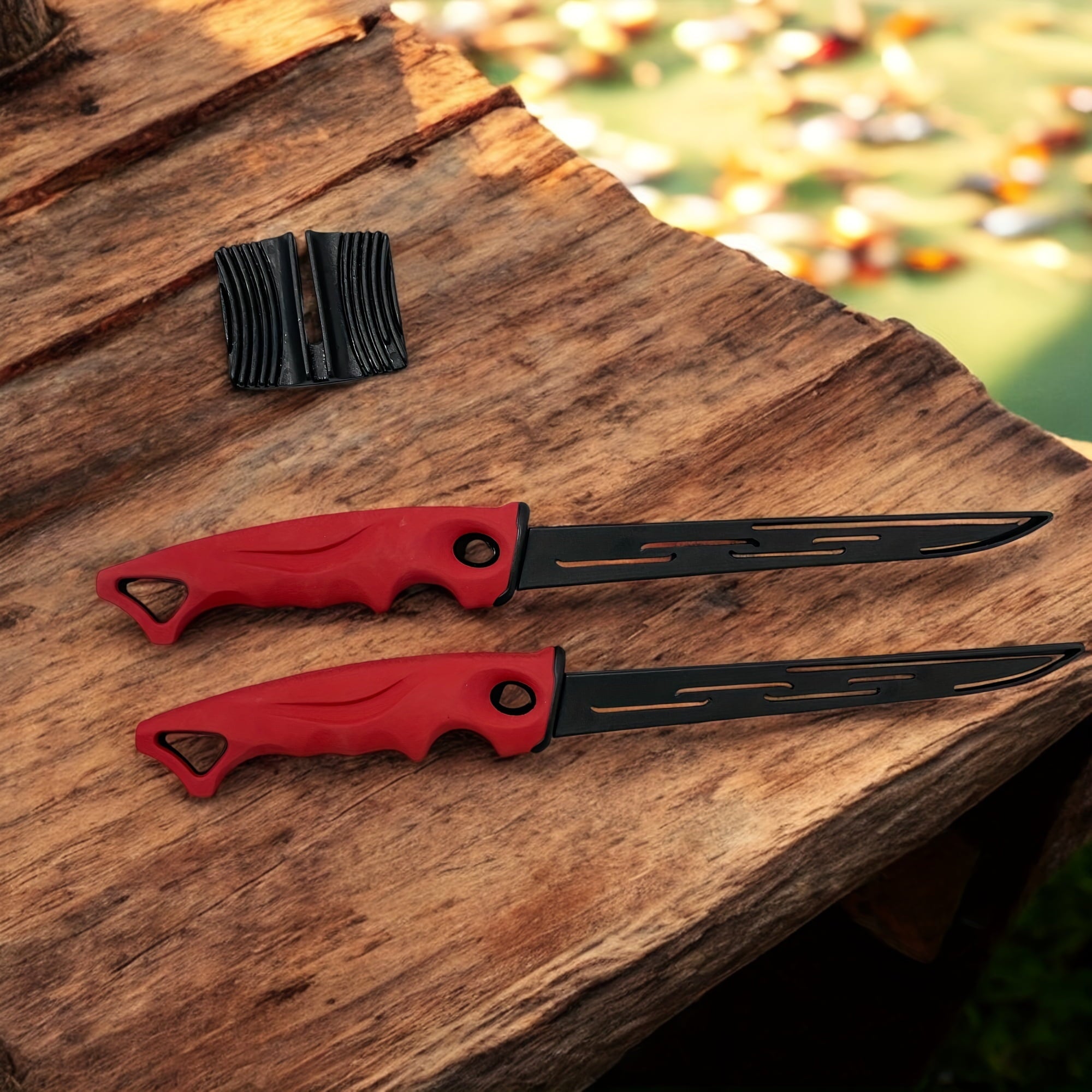 ATISEN 3-Piece Narrow Blade Knife Set with Protective Case & Sharpener, Non-Slip Handle