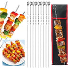 20-Piece BBQ Grill Accessories Set, Stainless Steel Skewers, Tongs, Grill Knives, Silicone Basting Brushes and Gloves for Outdoor Camping