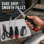 ATISEN Fish Fillet Knife Set with 3 Fish Cleaning Knives, Kitchen Shears, Sharpener and Cutting Board, Rust Resistant, 6-Piece