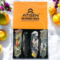 ATISEN Set of 4 Men's 3D Folding Knives, Stainless Steel, for Camping, Hunting and Fishing