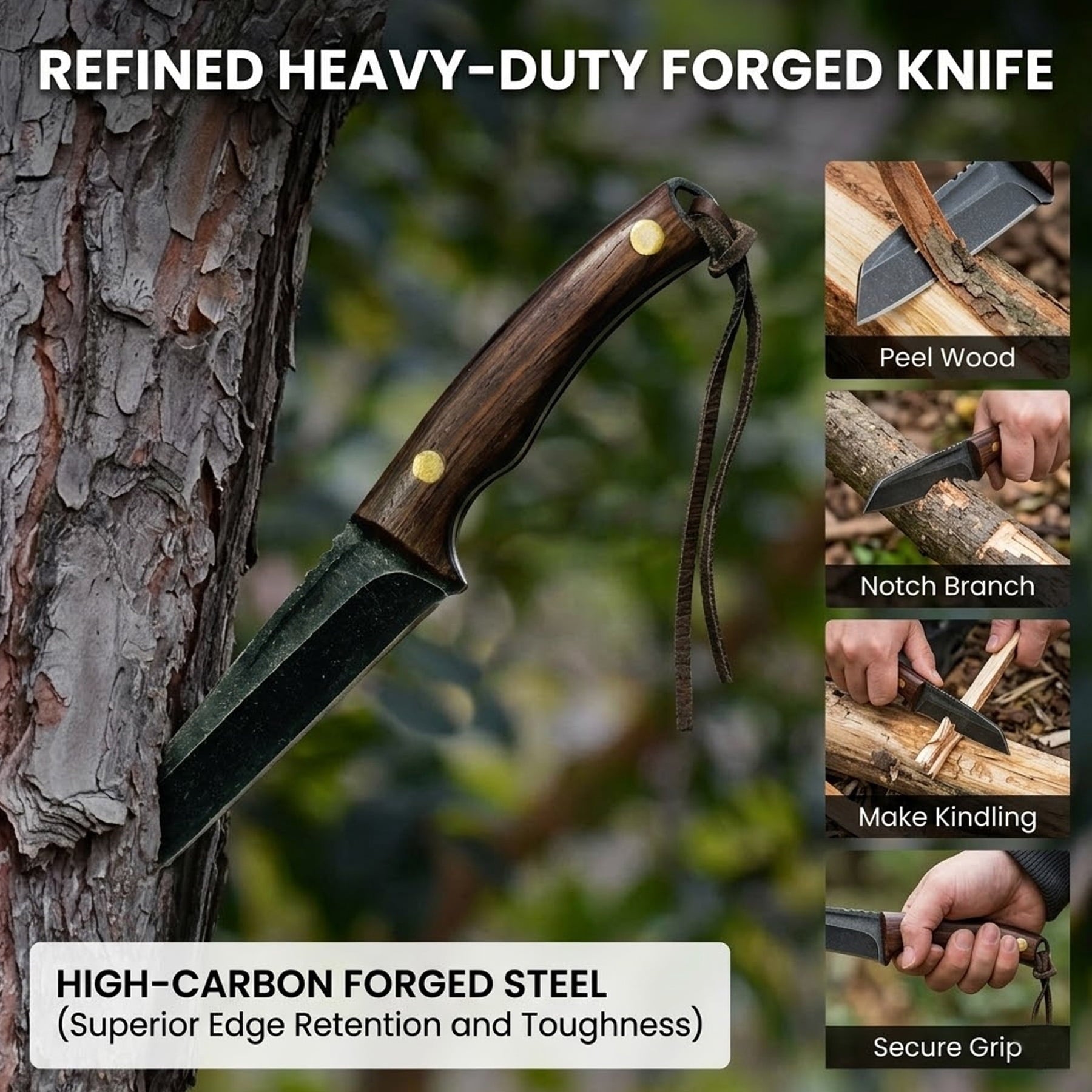 ATISEN Fixed Blade Hunting Knife - view 4