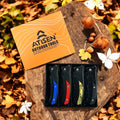 ATISEN 4-Pack Snakeskin Folding Pocket Knives, 6.3 in, Green & Black Stainless Steel