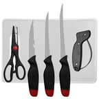 ATISEN Fish Fillet Knife Set with 3 Fish Cleaning Knives, Kitchen Shears, Sharpener and Cutting Board, Rust Resistant, 6-Piece
