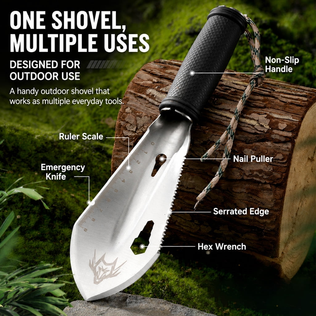 ATISEN Outdoor Tools Garden Shovel with Plastic Handle