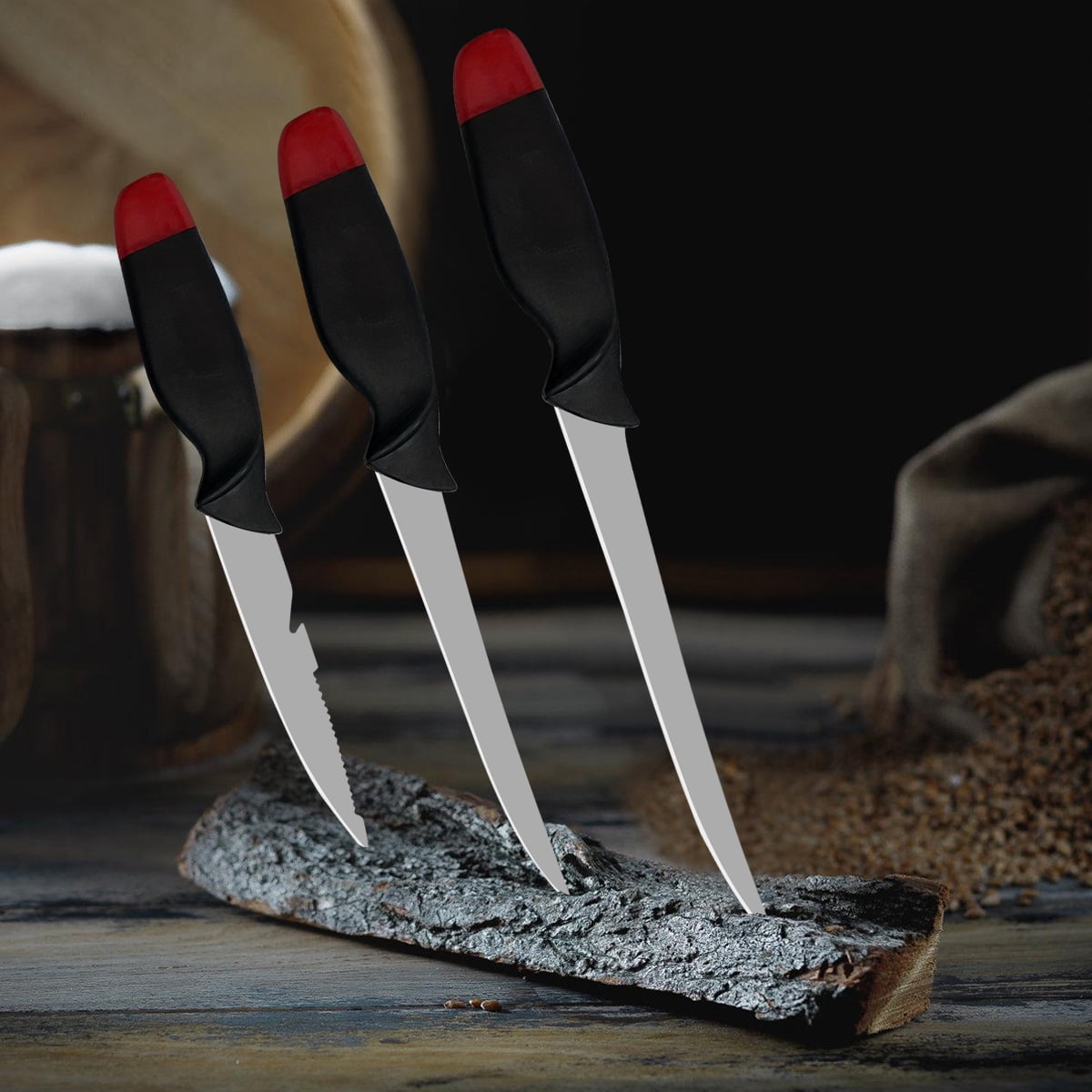 ATISEN Fish Fillet Knife Set with 3 Fish Cleaning Knives, Kitchen Shears, Sharpener and Cutting Board, Rust Resistant, 6-Piece