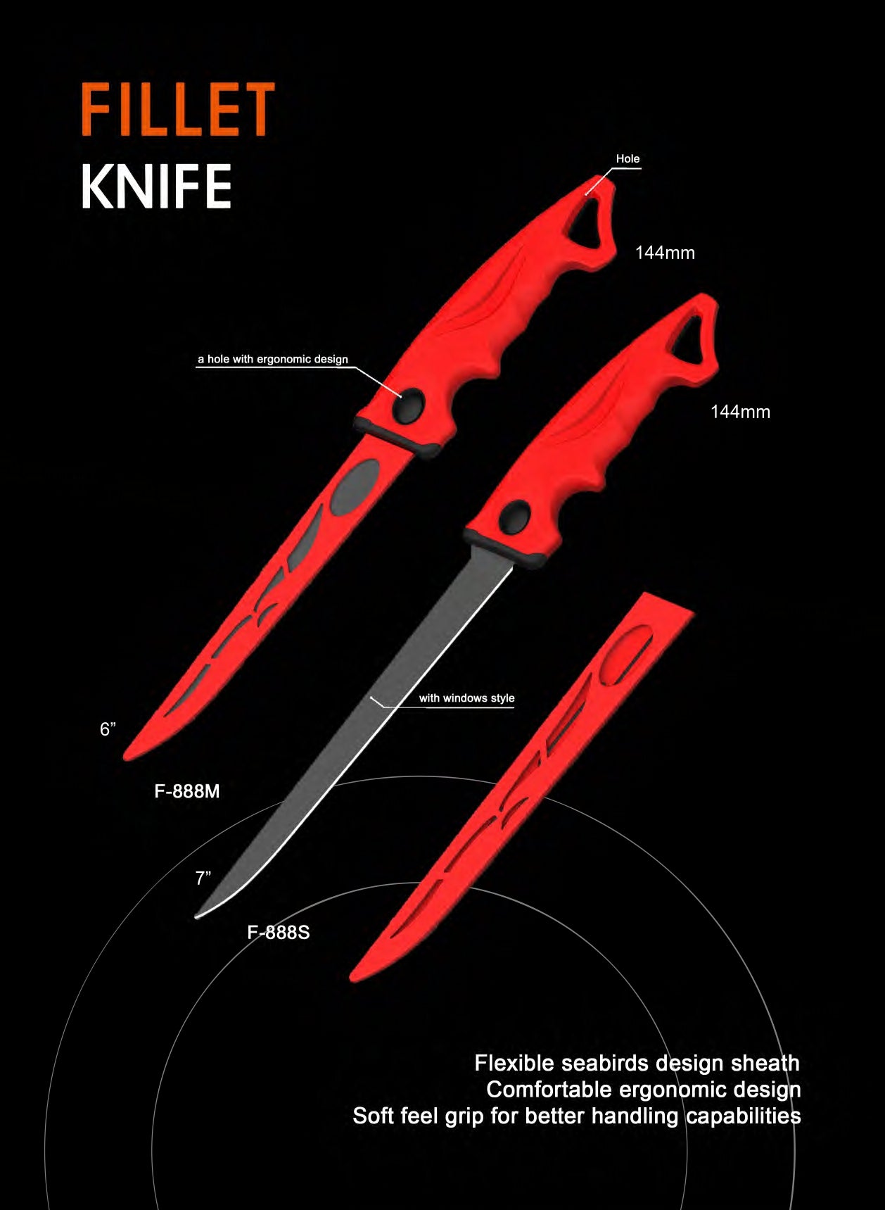 Atisen 8-inch heavy-duty breaking knife for large saltwater fish. Bulk commercial fishing gear for Australia.