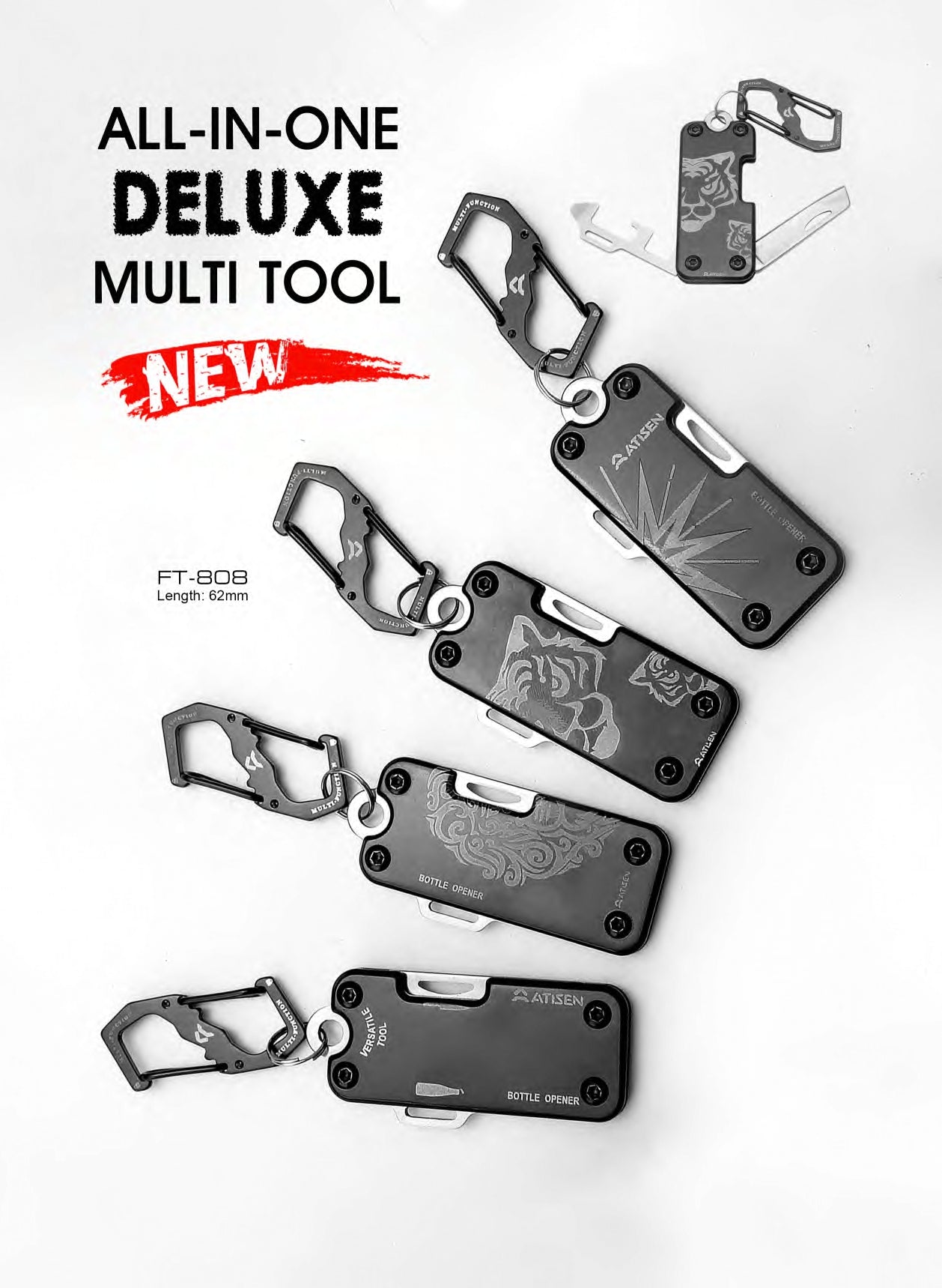Atisen assorted color aluminum D-ring carabiners. Bulk outdoor camping accessories for European retail chains.