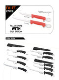 Atisen 24-piece bulk package bait knives in plastic cylinder. Bulk fishing supplies for commercial fisheries in Chile.