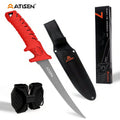 Atisen marine grade stainless fishing knife set. Bulk B2B fishing and boating accessories supplier for Europe.