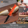 Atisen point of sale display bucket with fishing knives. Bulk B2B retail fishing gear supplier for European market.