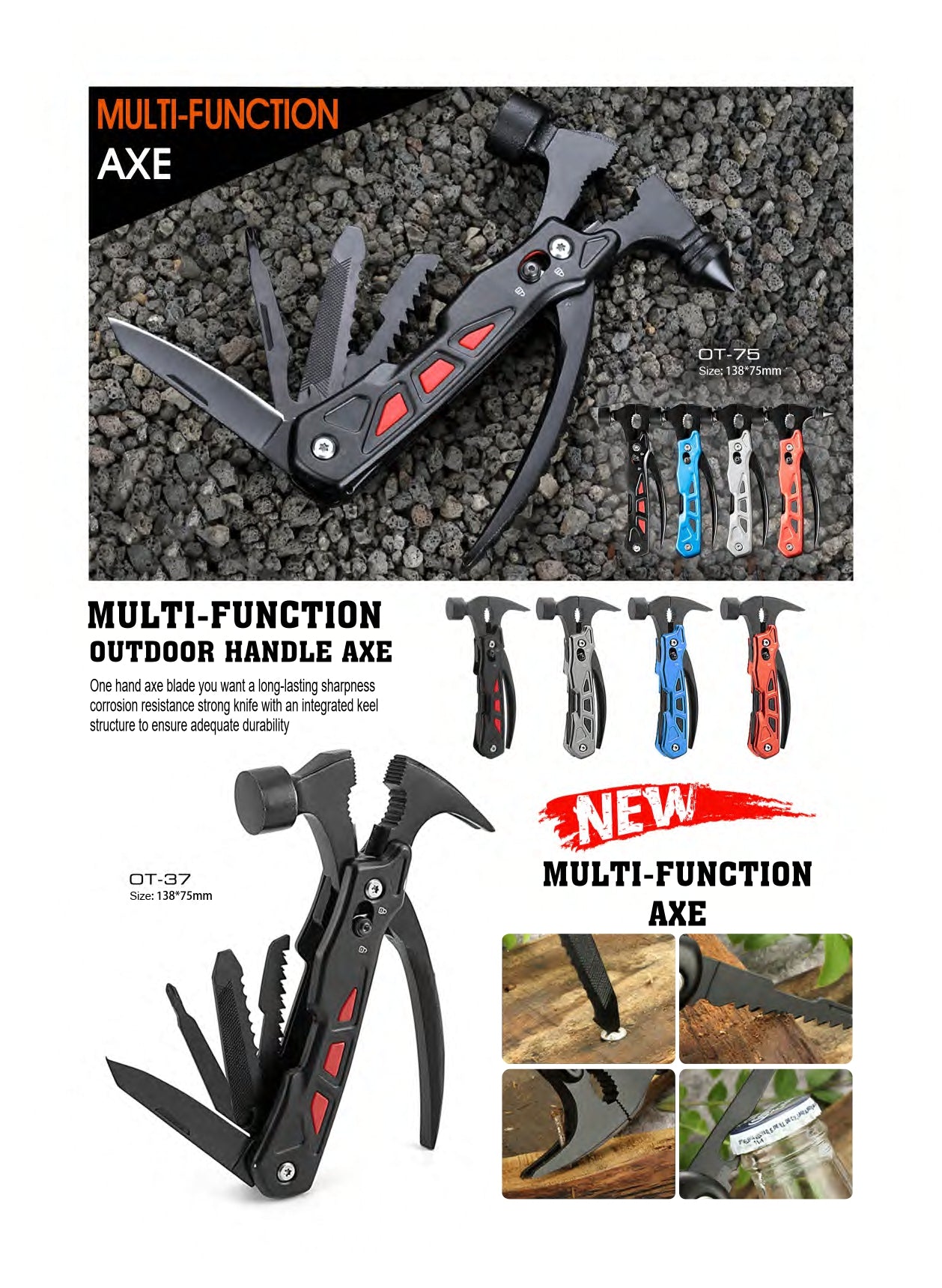 Atisen tactical folding knife with built-in fire starter. Bulk camping tools manufacturer serving UK distributors.