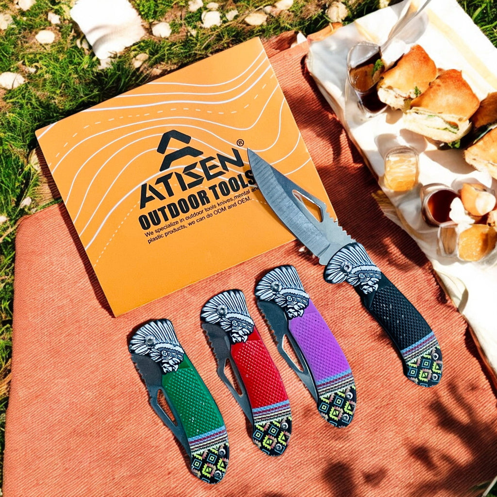 ATISEN 4-Piece Outdoor Folding Pocket Knife Set - view 2