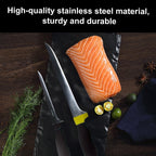 ATISEN 5-Piece Fish Fillet Knife Set with 2 Stainless Steel Fishing Knives, Protective Sheath, Sharpener and Cleaning Towel, Black/Yellow