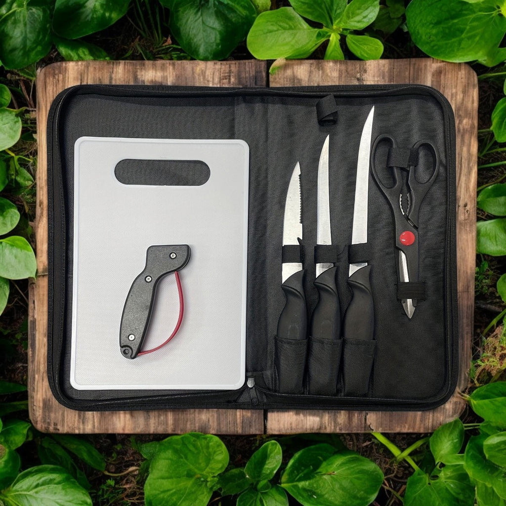ATISEN Fish Fillet Knife Set with 3 Fish Cleaning Knives, Kitchen Shears, Sharpener and Cutting Board, Rust Resistant, 6-Piece