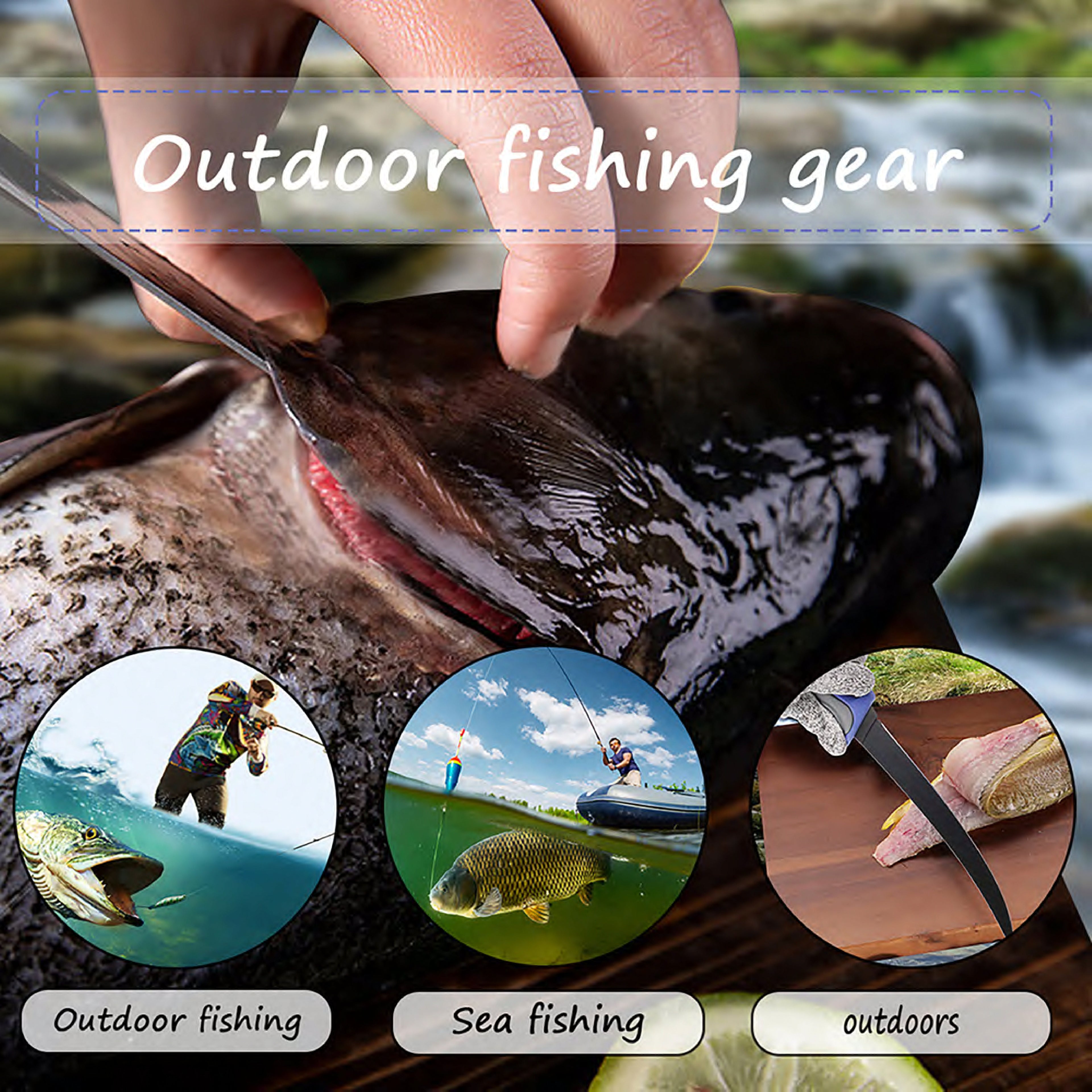 Atisen comprehensive fishing tool combo with pliers and bait knife. Custom outdoor tackle manufacturer for Brazil.