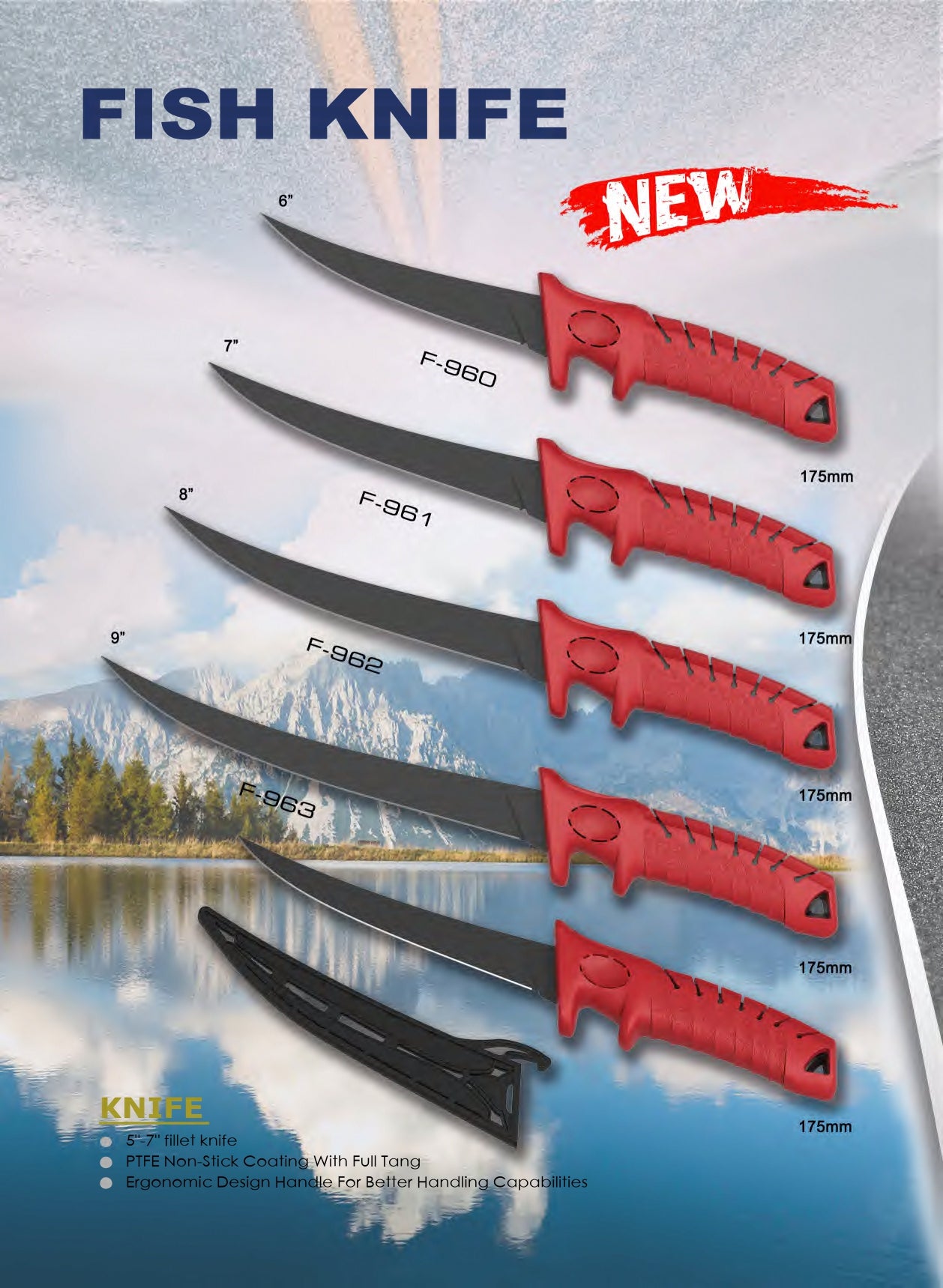 Atisen saltwater bait knife with serrated edge. Custom OEM fishing knife factory serving Canadian outdoor brands.