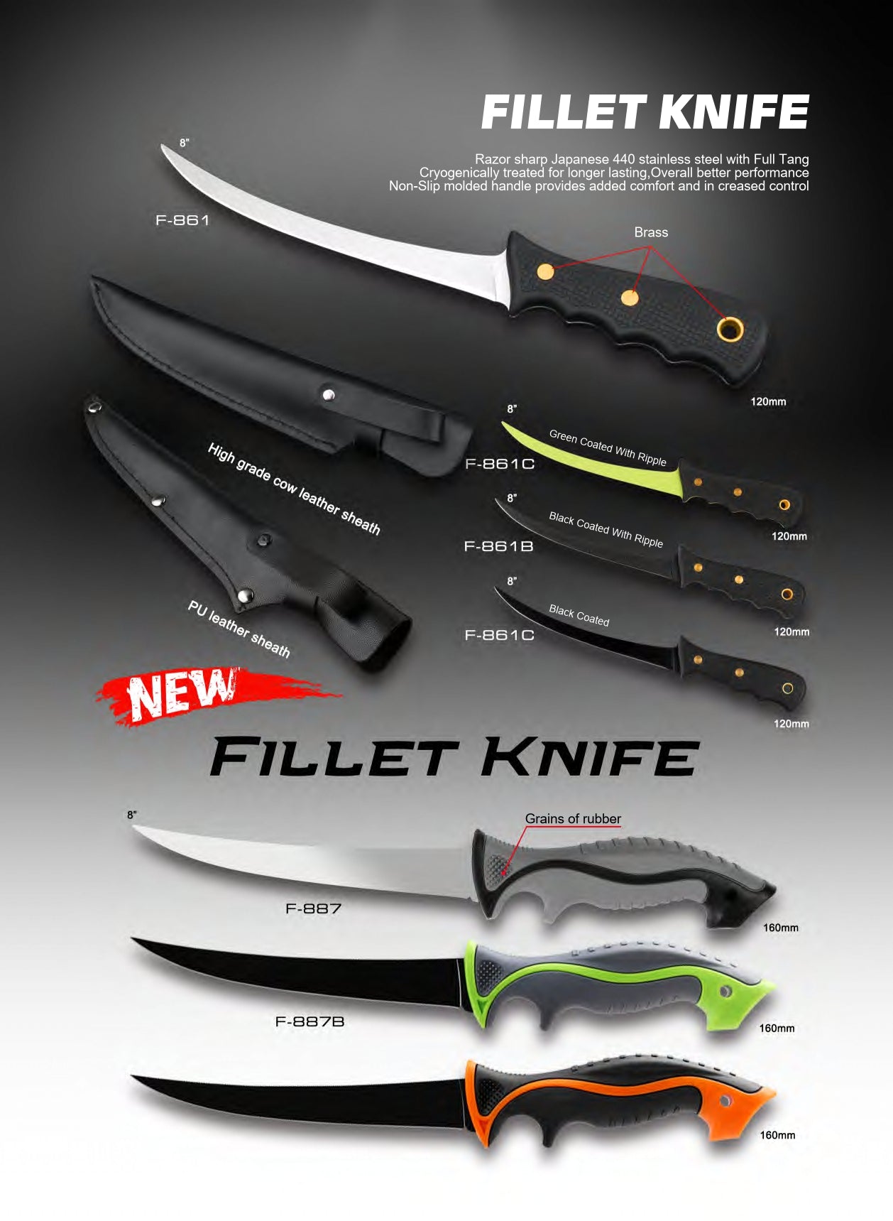 Atisen tactical diving and fishing knife with leg strap sheath. Custom outdoor gear manufacturer targeting Canada.