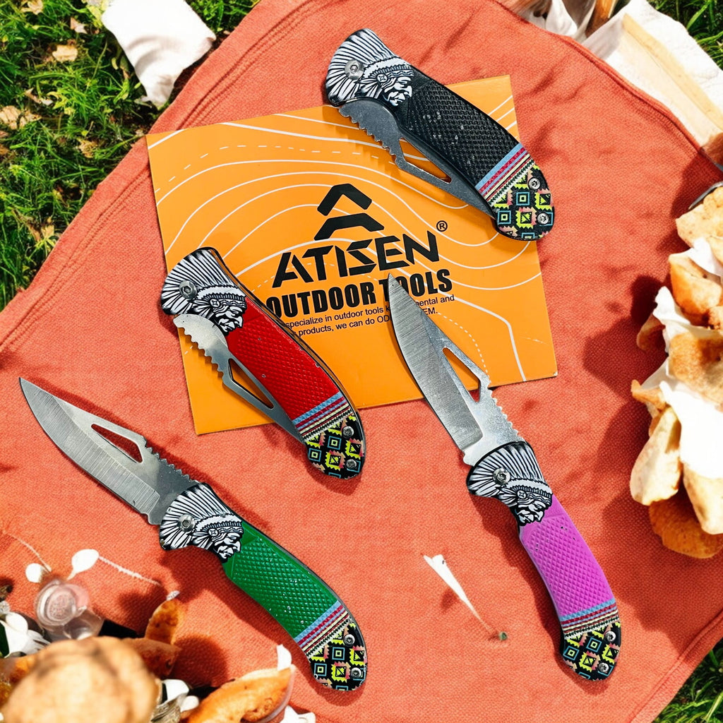 ATISEN 4-Piece Outdoor Folding Pocket Knife Set - view 3