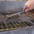 BBQ Grill Brush with 1 Pair Grilling Gloves, Metal Wire Grill Grate Cleaner with Wooden Handle and Hanging Loop for Outdoor Grills
