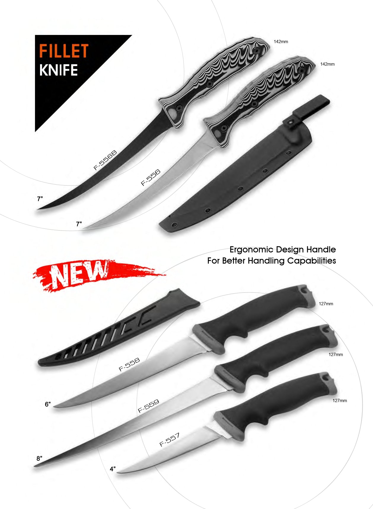 Atisen fishing knife with ergonomic soft TPR handle for better grip. Factory direct fishing gear manufacturer for UK market.