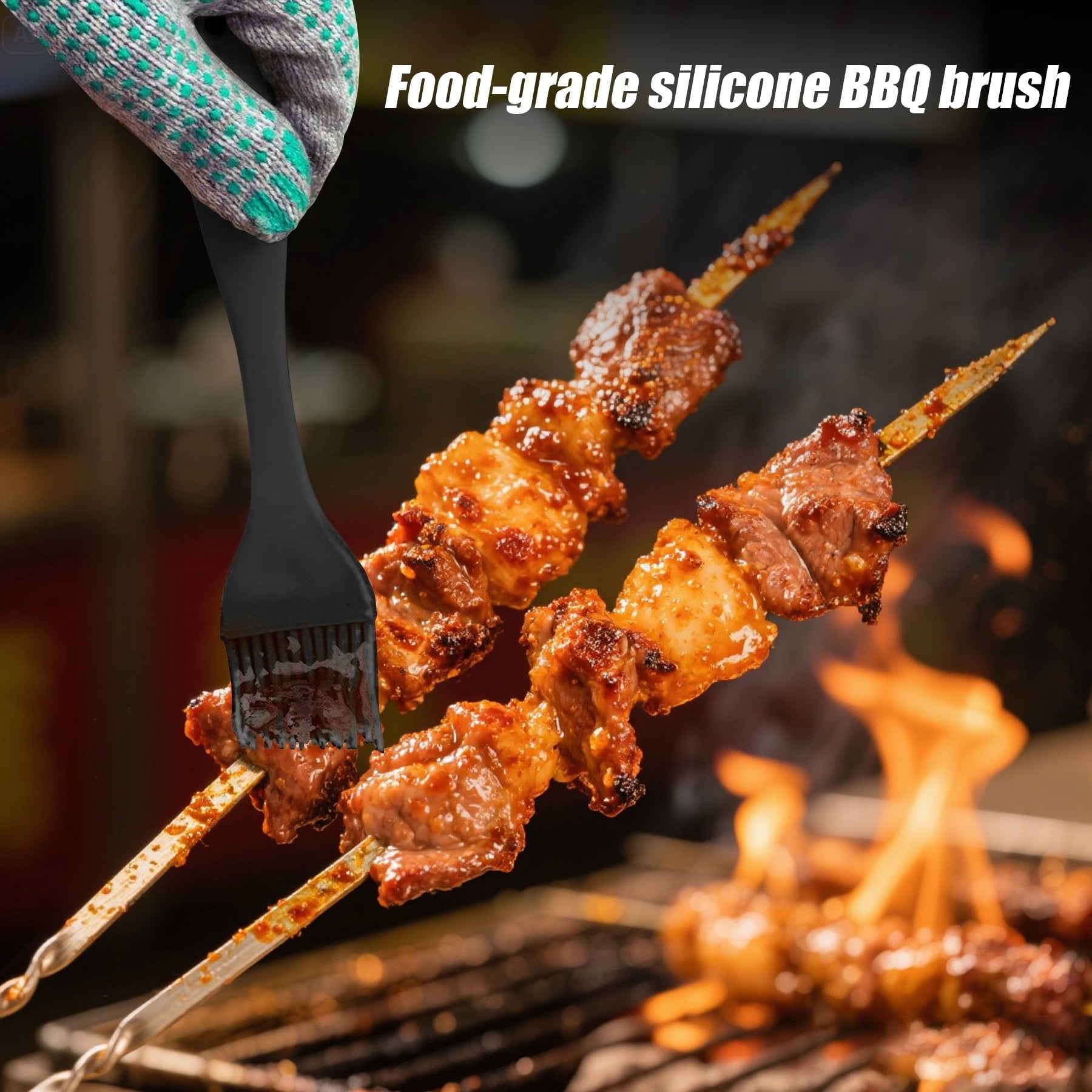 20-Piece BBQ Grill Accessories Set, Stainless Steel Skewers, Tongs, Grill Knives, Silicone Basting Brushes and Gloves for Outdoor Camping