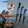 Atisen bait knife and aluminum fishing pliers tool set. Factory direct fishing accessories for Canadian retailers.