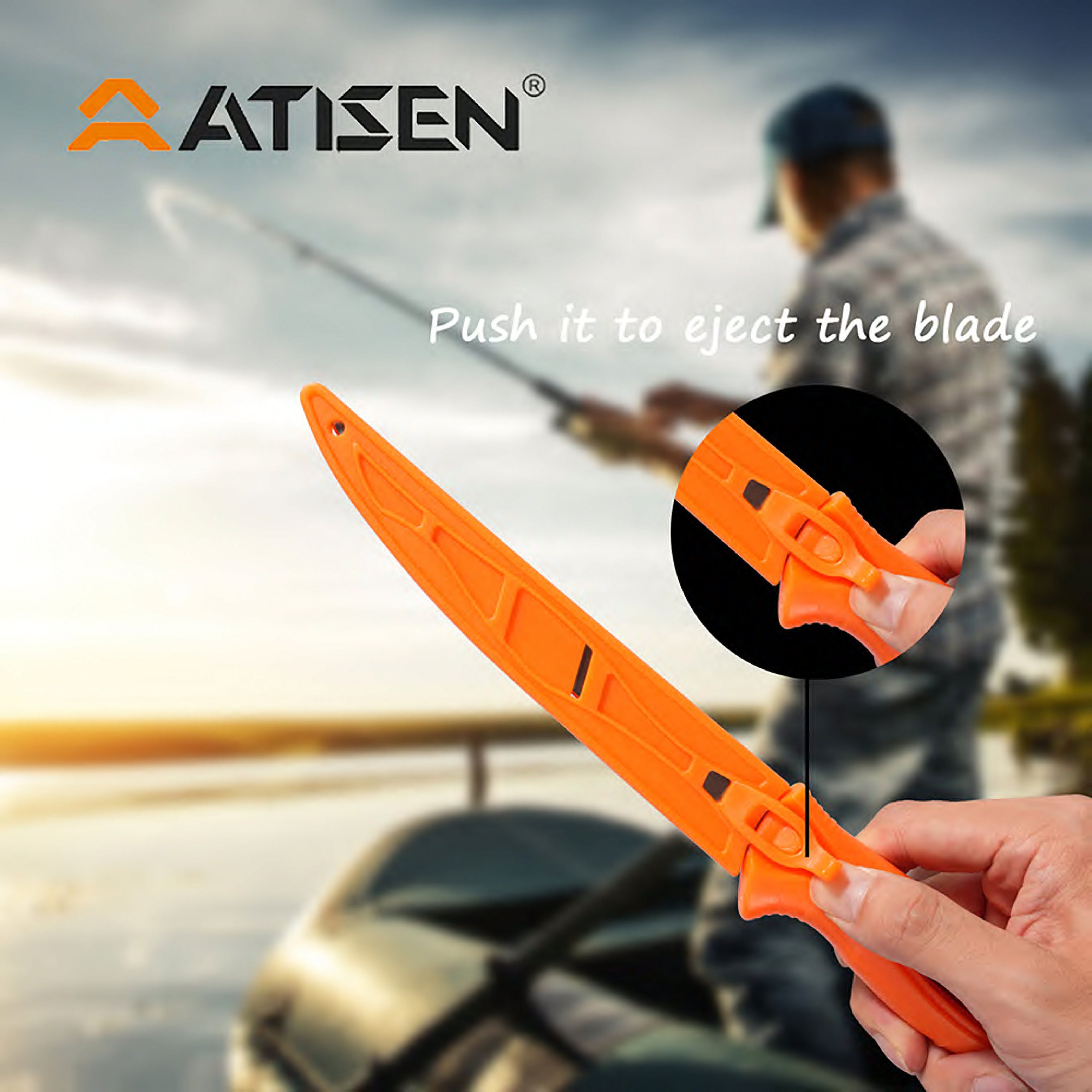Atisen fillet knife set with plastic cutting board. Factory direct fishing accessories for Canadian retailers.