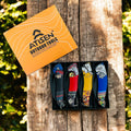 ATISEN 4-Pack 3.54-inch Pocket Folding Knives, Vintage 3D Embossed Stainless Steel EDC Set