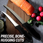 ATISEN 2-Piece Fish Fillet Knife Set, Flexible Stainless Steel Fishing Knives with Non-Slip Handles for Filleting, Boning and Fish Cleaning, Black