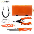 Atisen custom branded fishing tackle and knife gift set. OEM outdoor promotional gifts manufacturer for Argentina.