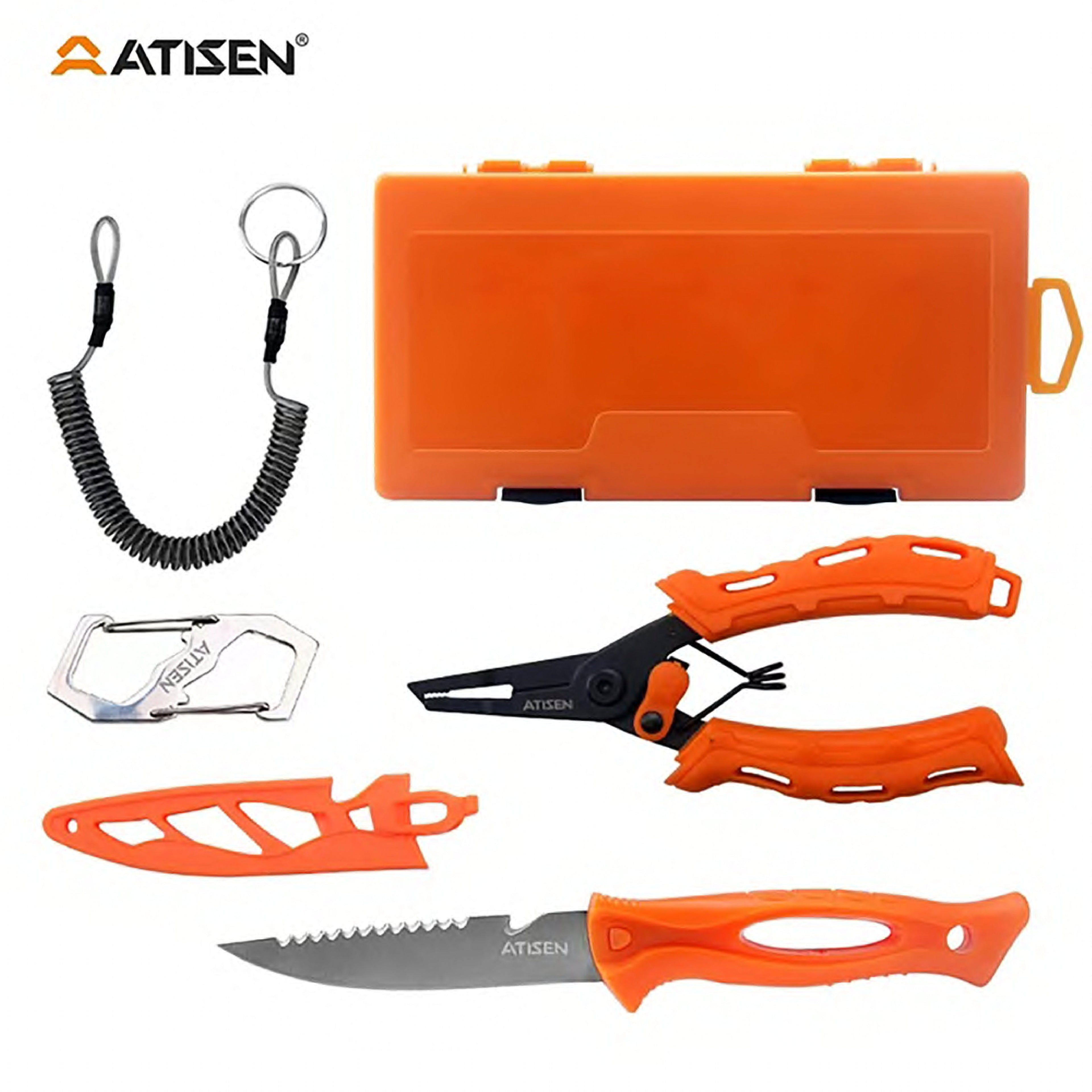 Atisen custom branded fishing tackle and knife gift set. OEM outdoor promotional gifts manufacturer for Argentina.