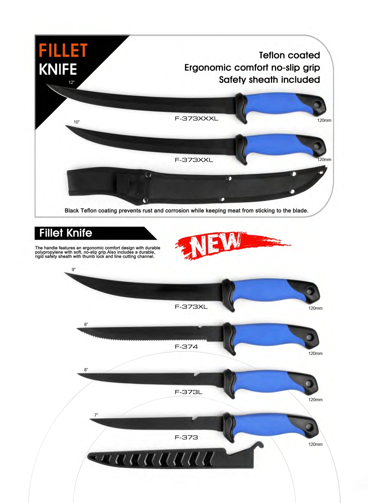 Atisen ergonomic TPR handle fillet knife for processing fish. OEM fishing tackle manufacturer serving Australia.