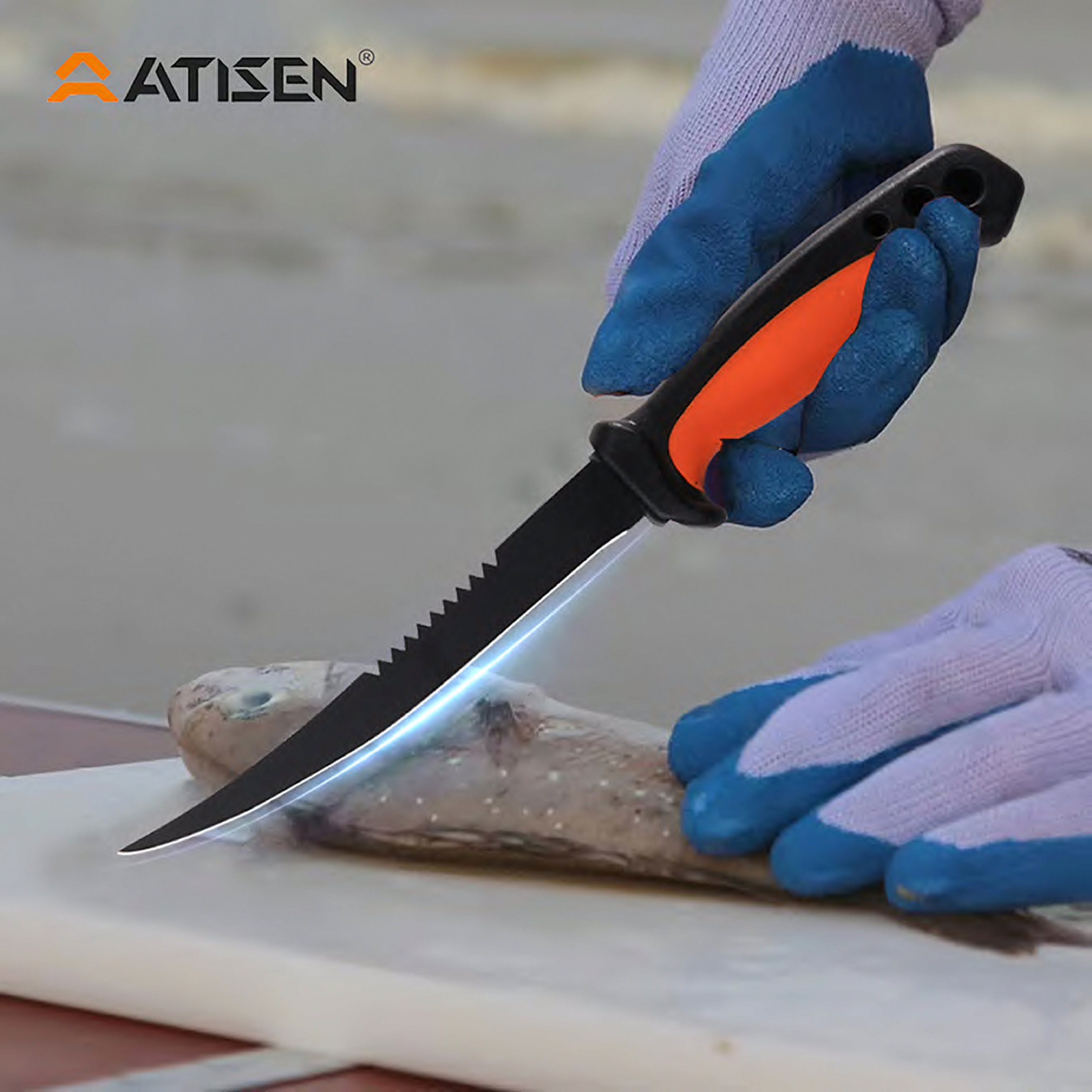 Atisen boning and fillet knife twin pack with sharpening stone. Bulk promotional outdoor gifts supplier for Chile.