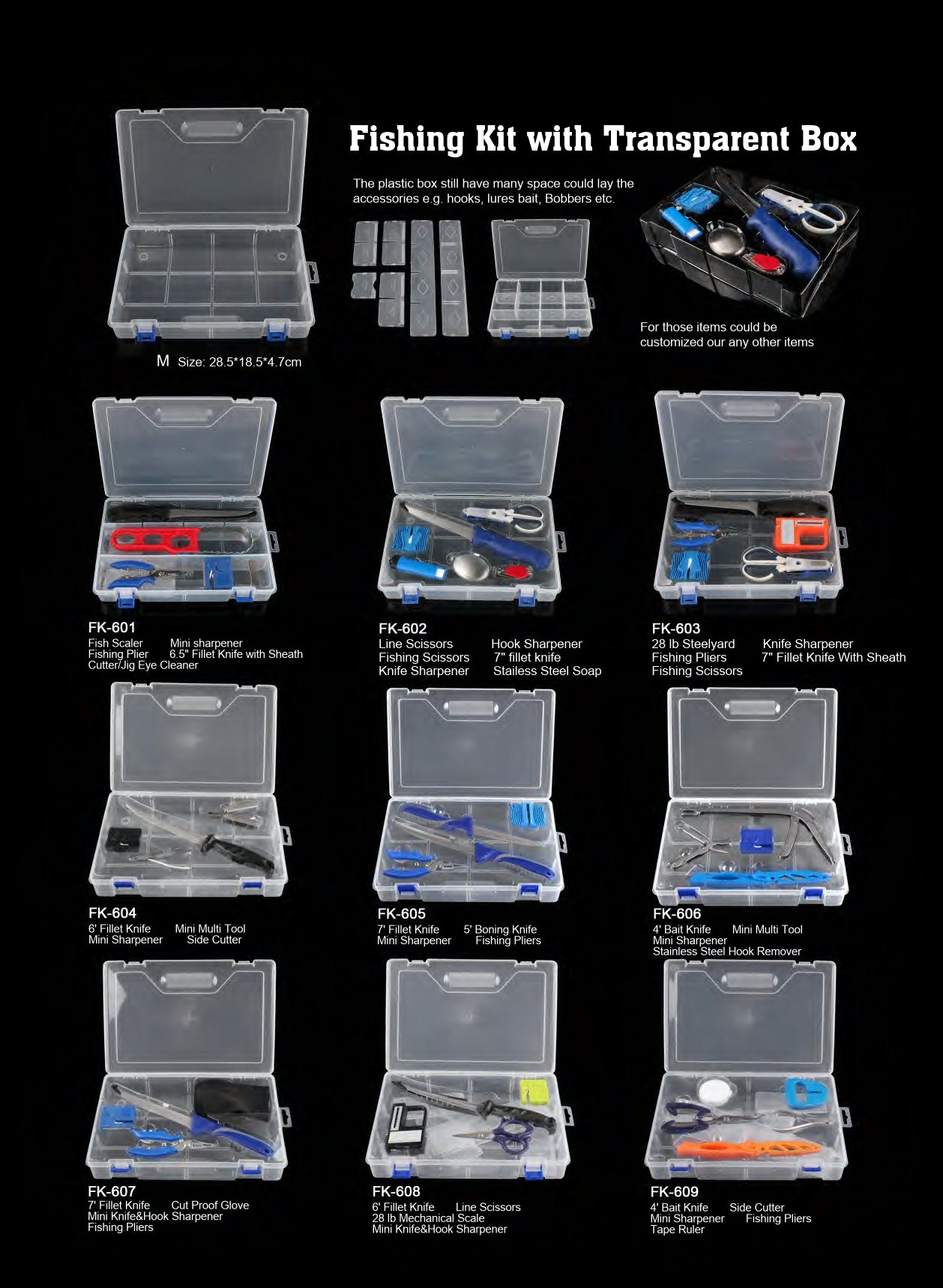 Atisen blister packaged fishing knife ready for retail. Bulk fishing tackle supplier for Brazilian distributors.