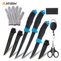 Atisen comprehensive fishing fillet knife combo set with cutting board. Wholesale fishing tackle supplier for USA distributors.