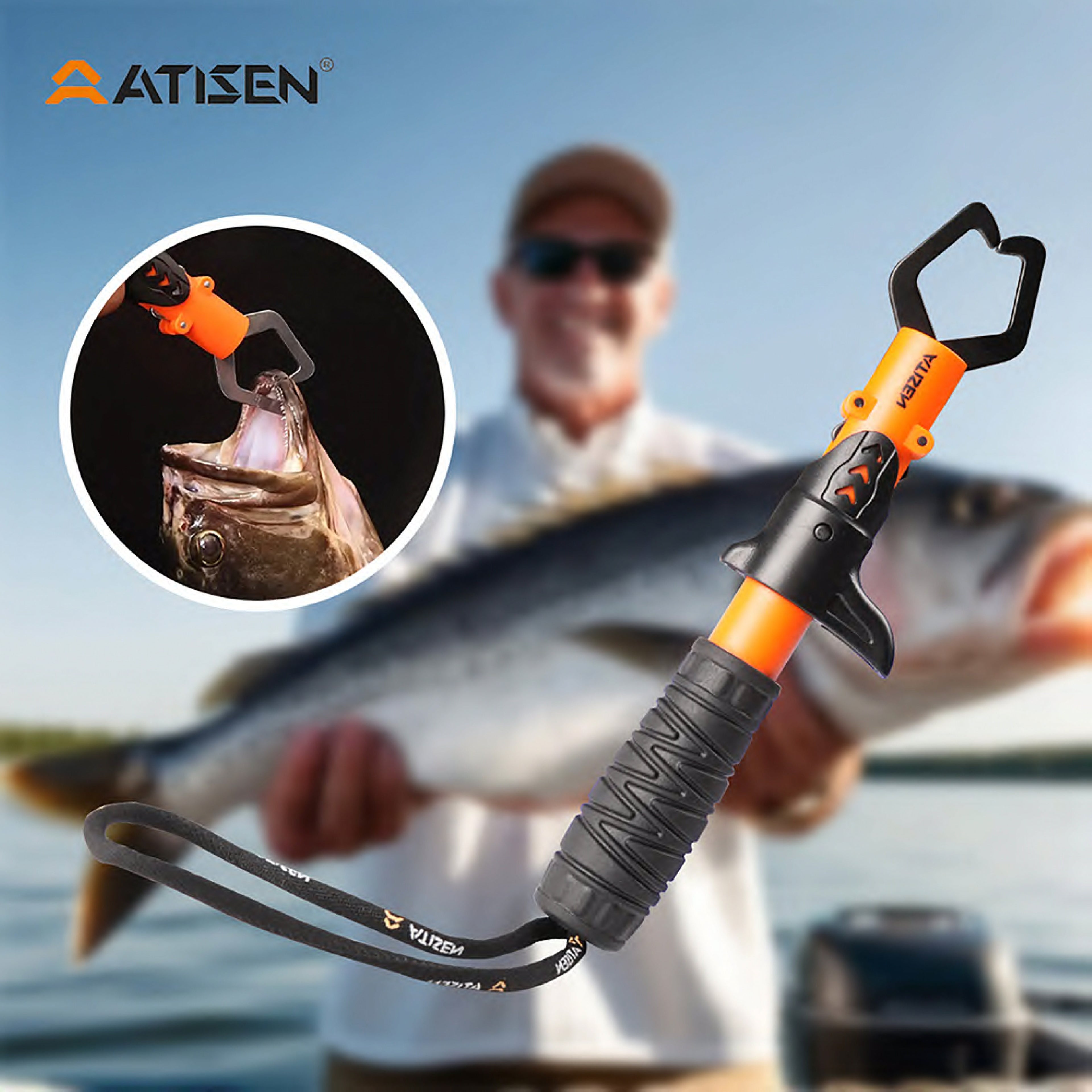 Atisen fishing shears and fillet knife combo with sharpener. Wholesale commercial fishing industry tools for Brazil.