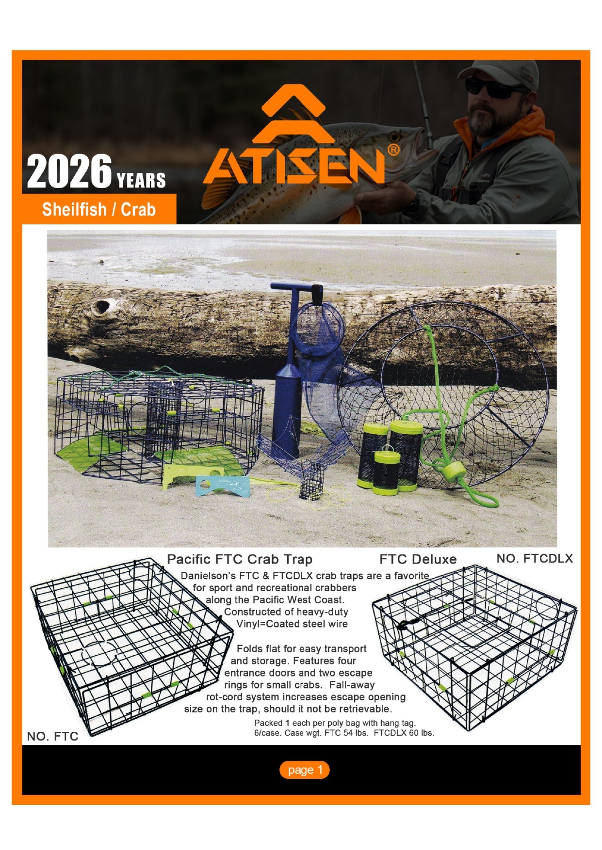 Atisen heavy-duty commercial crab trap for professional fishing. Wholesale marine harvesting equipment for USA distributors.