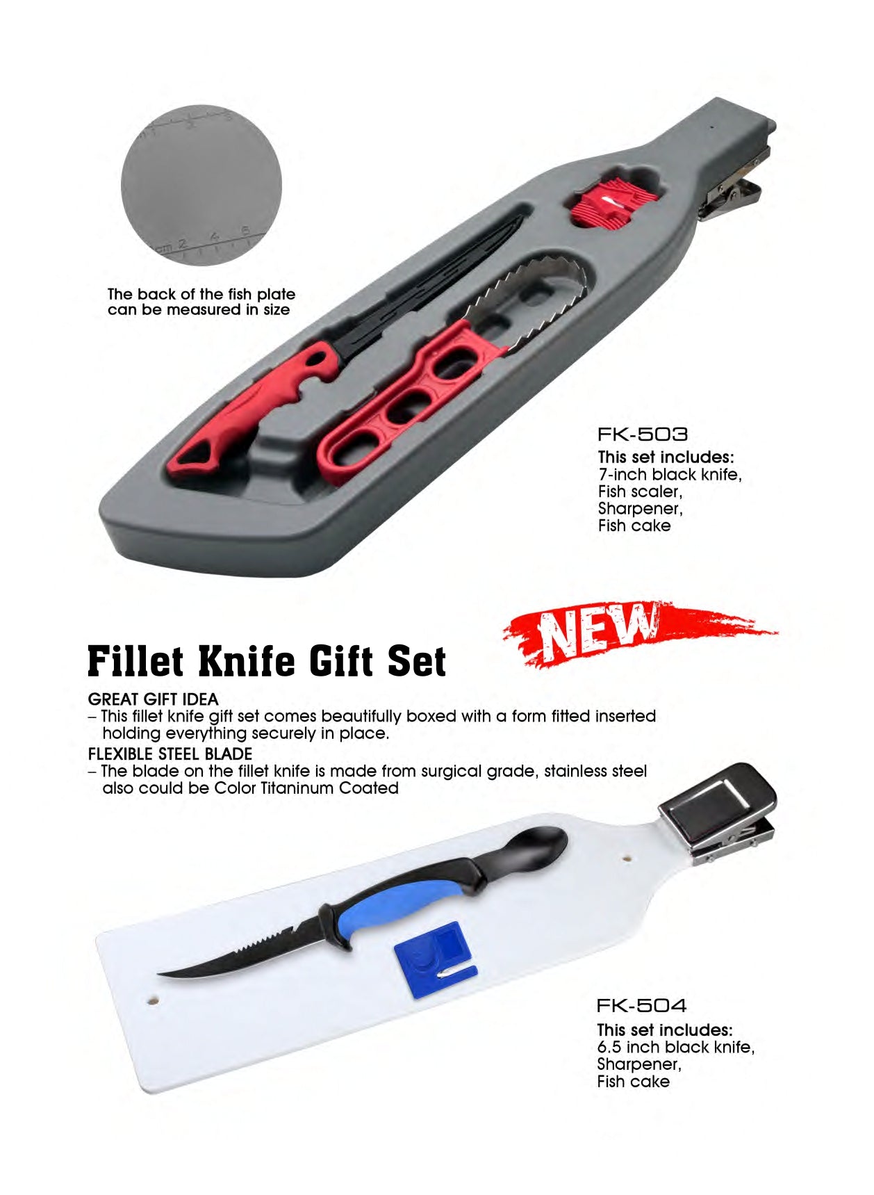 Atisen offset handle fish processing knife. Wholesale commercial seafood tools for European market.