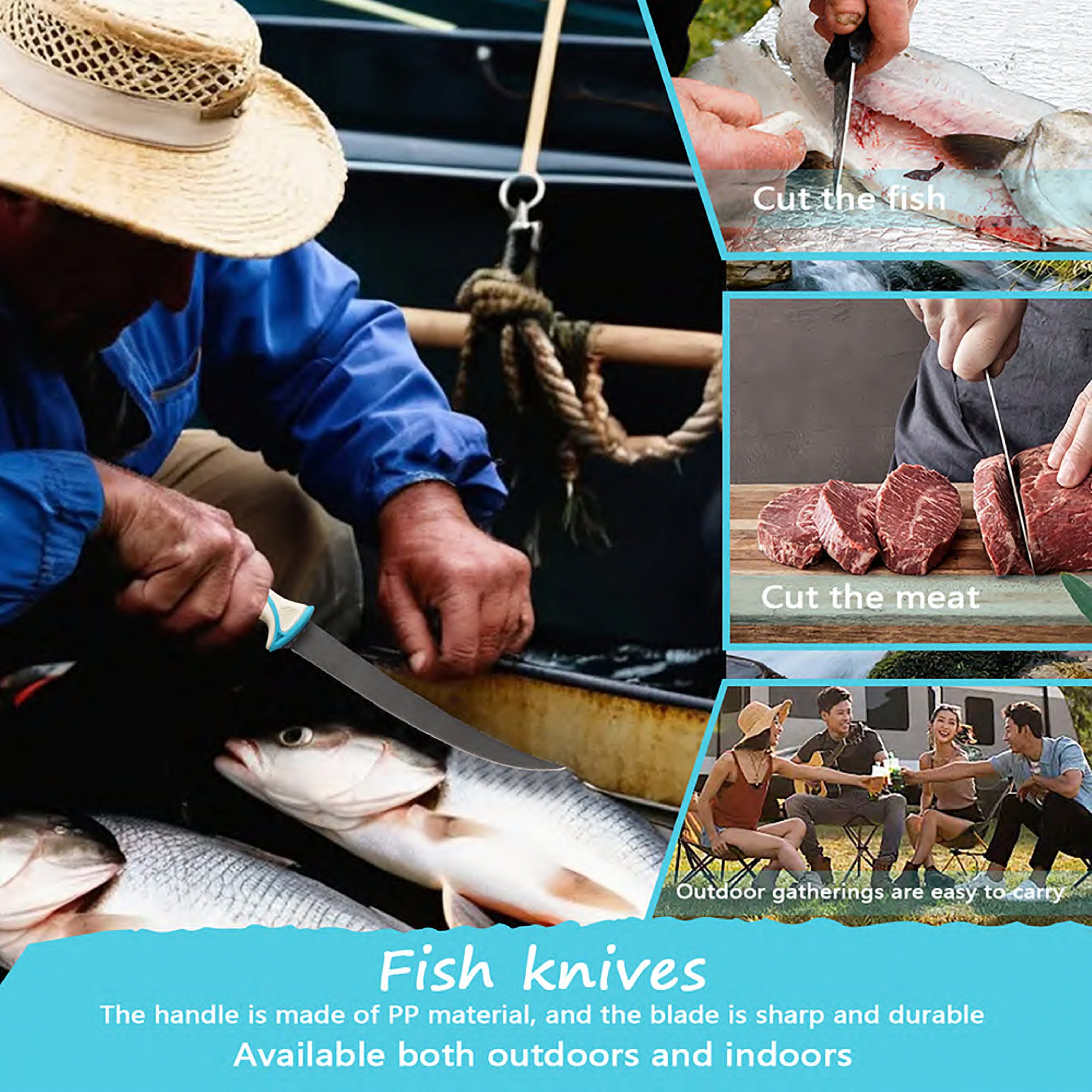 Atisen retail packaged fishing knife set ready for display. Wholesale marine accessories for USA Amazon sellers.